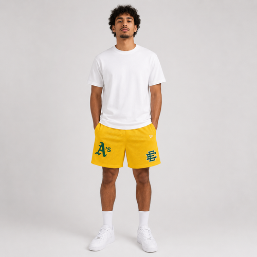 Athletics Gold mesh shorts - front angle view