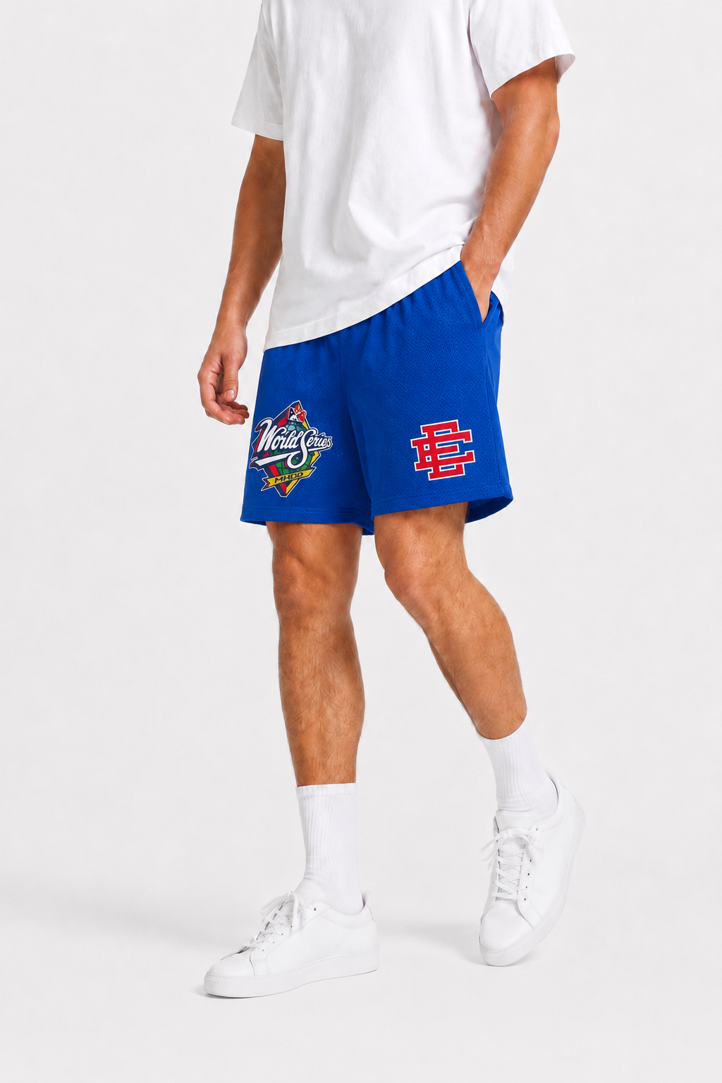 Royal World Series mesh shorts - front angle view