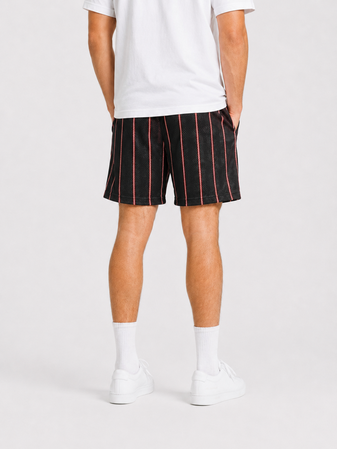 Black Bulls Pinstripe mesh shorts - lifestyle view