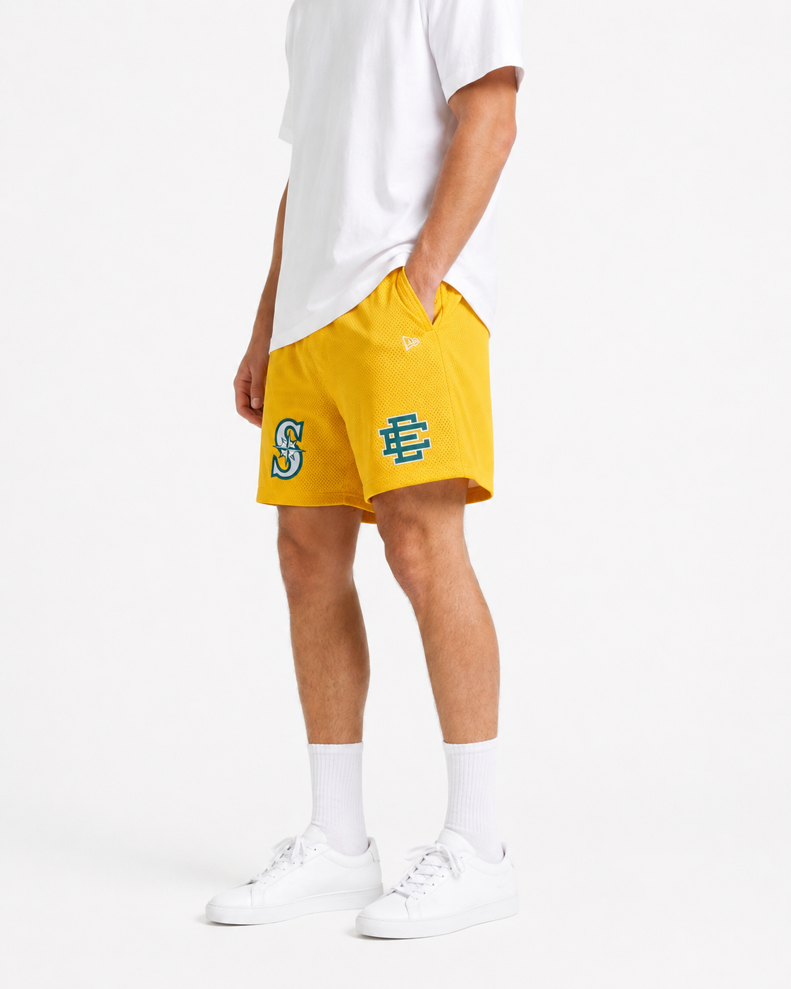 Gold Mariners mesh shorts - lifestyle view