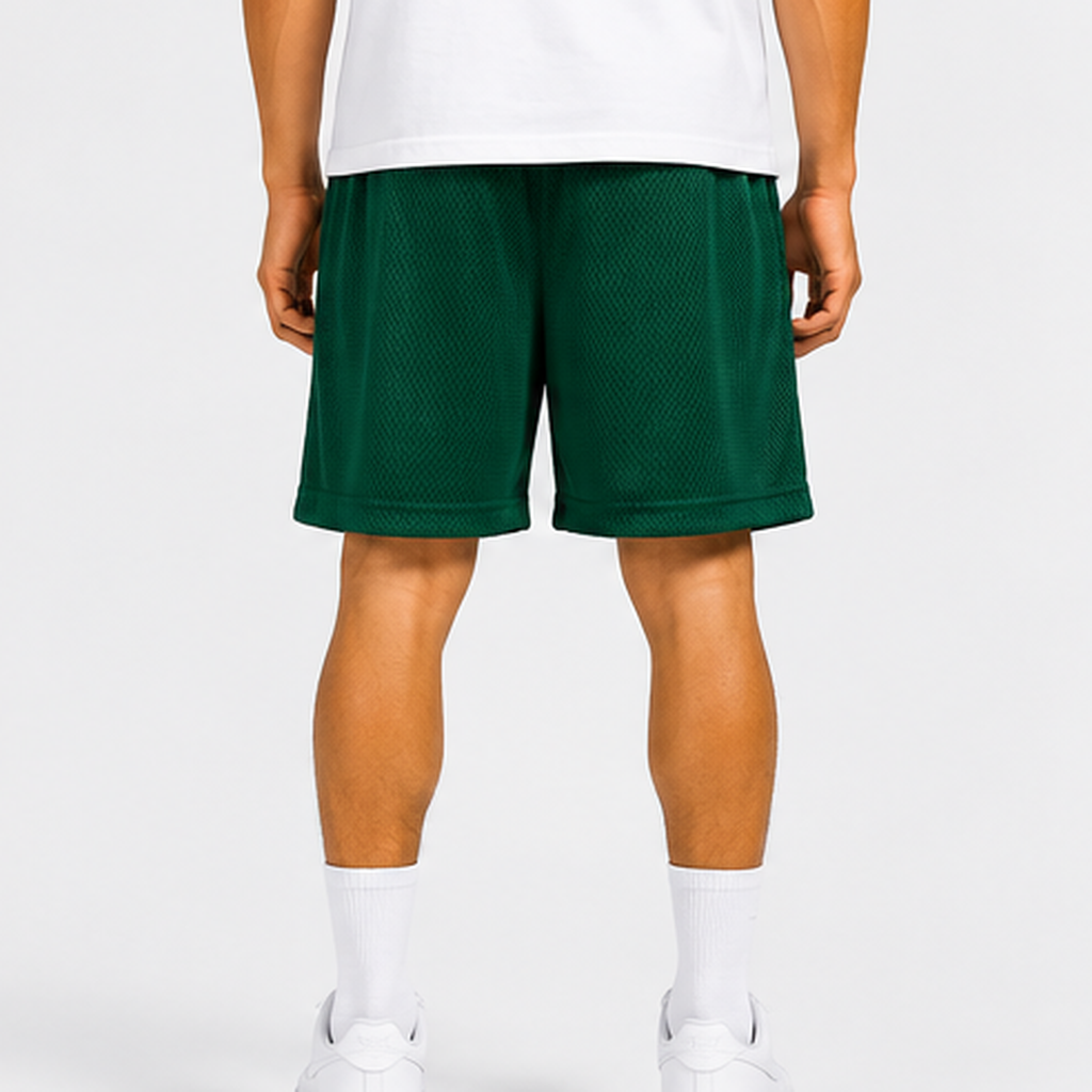 I Love NY Green mesh shorts - side view
