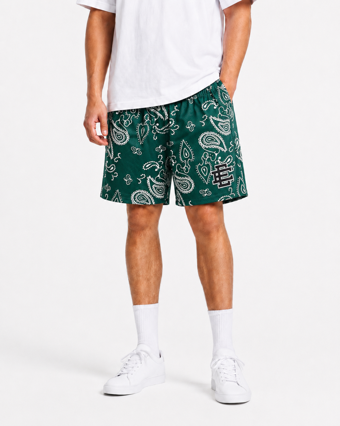 Emerald Paisley mesh shorts - back angle view