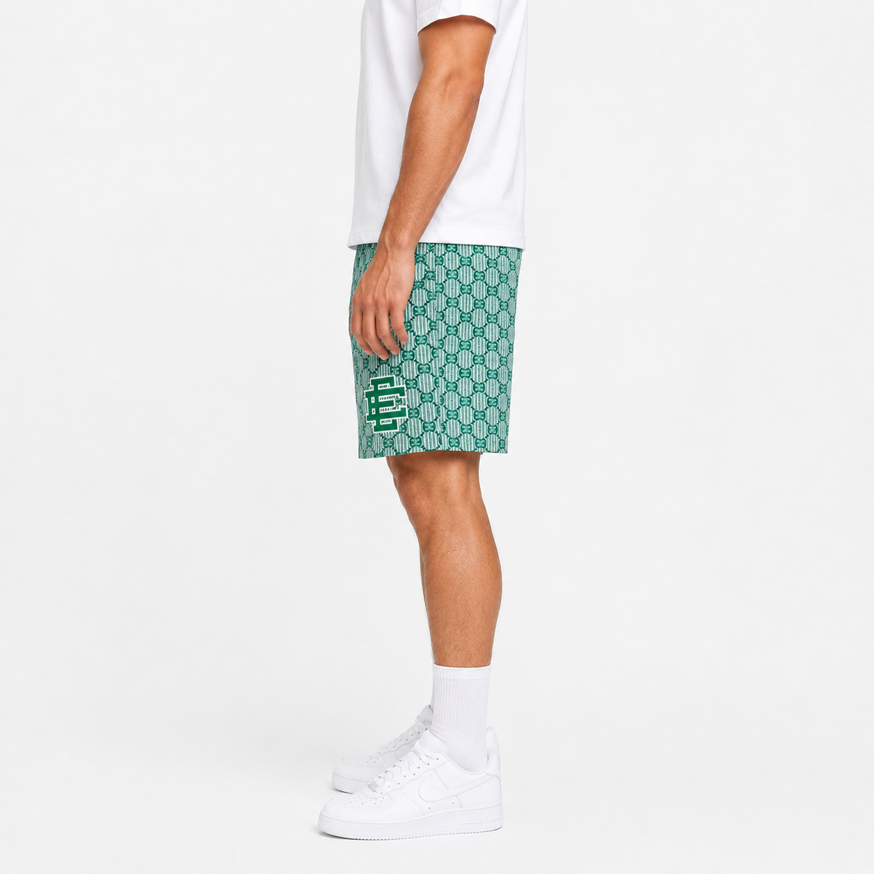 Seafoam Monogram mesh shorts - back angle view