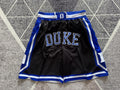 Black Duke premium basketball shorts, full front view