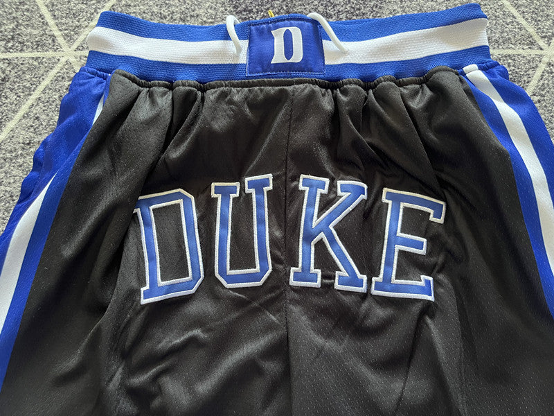 Black Duke premium basketball shorts, graphic detail