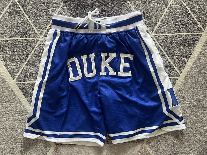 Blue Duke premium basketball shorts, full front view