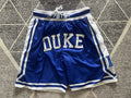 Blue Duke premium basketball shorts, full front view