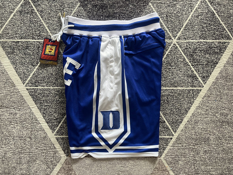 Blue Duke premium basketball shorts, side panel detail