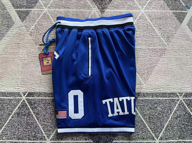 Royal Blue Duke premium basketball shorts, side panel detail