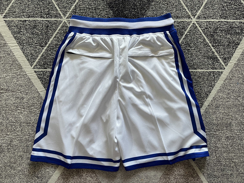 White Duke premium basketball shorts, full back view