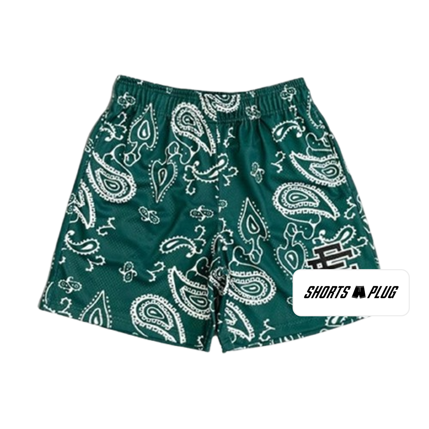 Emerald Paisley mesh shorts - front product view