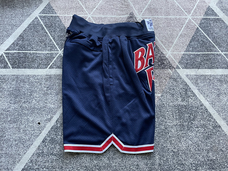 Navy Empire premium basketball shorts, side panel detail