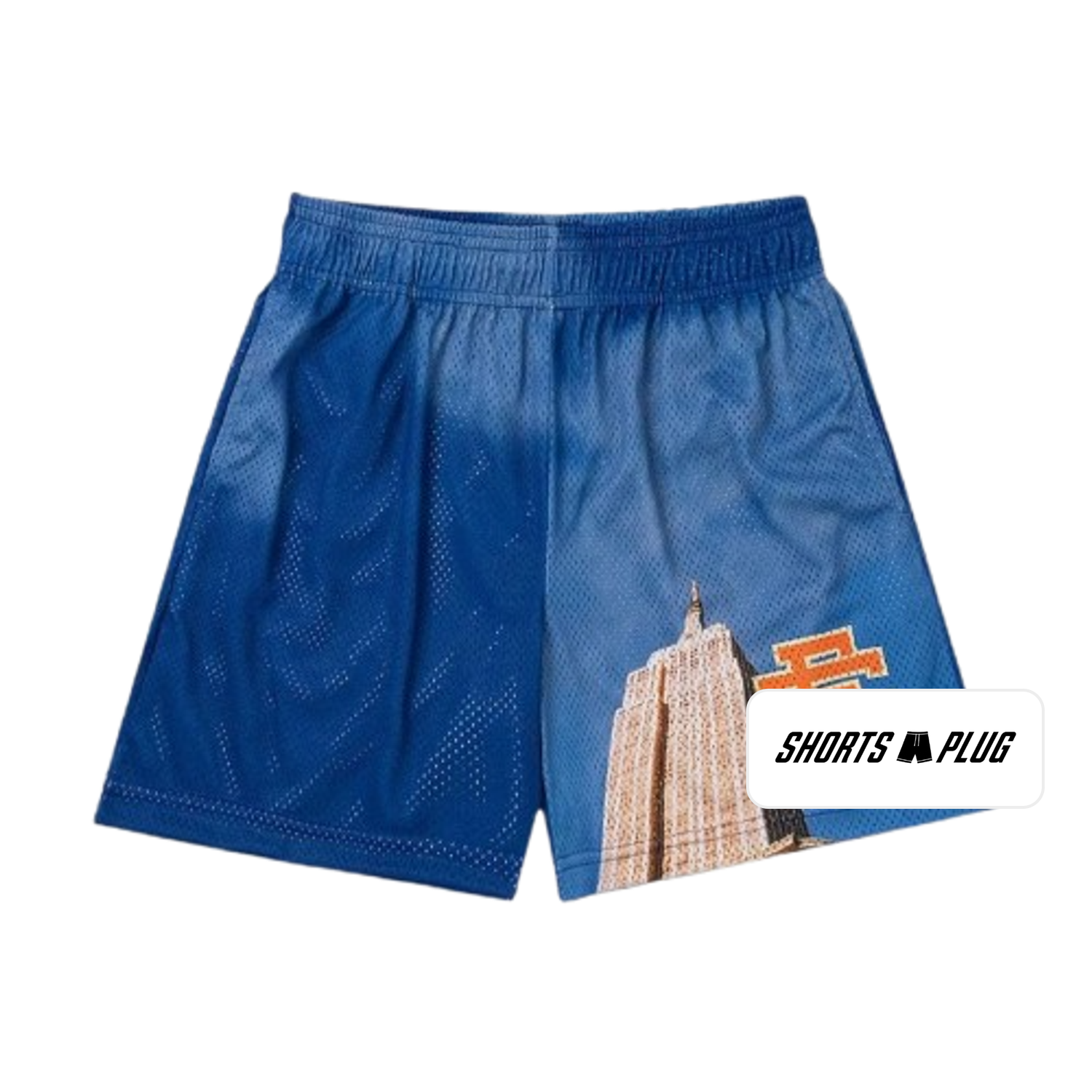 Empire Split Blue mesh shorts - front product view