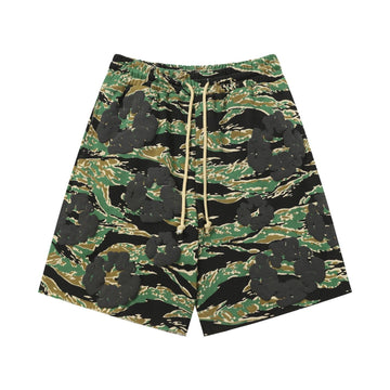 Army Camo Orange Graphic cotton shorts - front product view