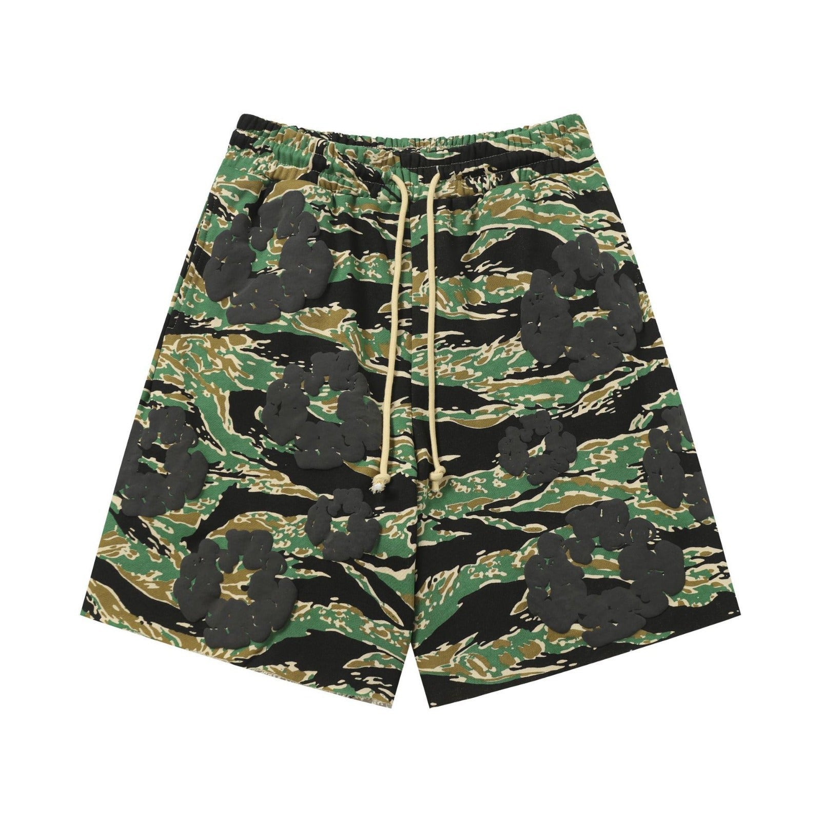 Army Camo Orange Graphic cotton shorts - front product view