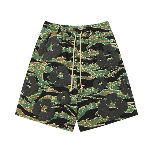 Army Camo Orange Graphic cotton shorts - front product view