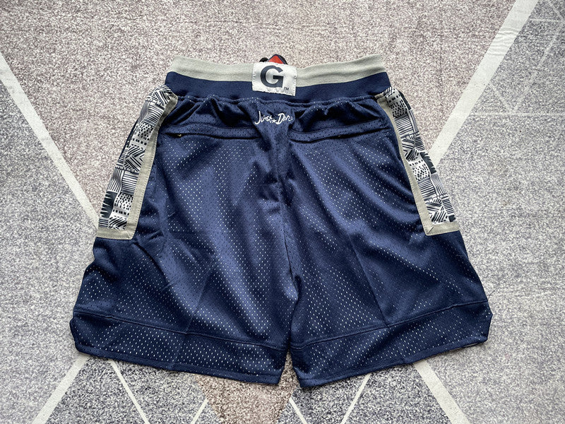 Navy Georgetown premium basketball shorts, full back view