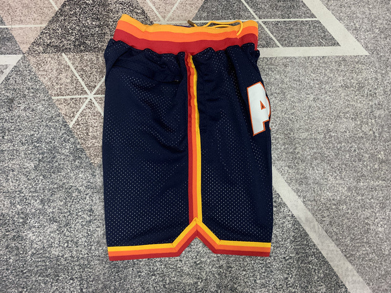 Blue Houston Astros premium basketball shorts, side panel detail