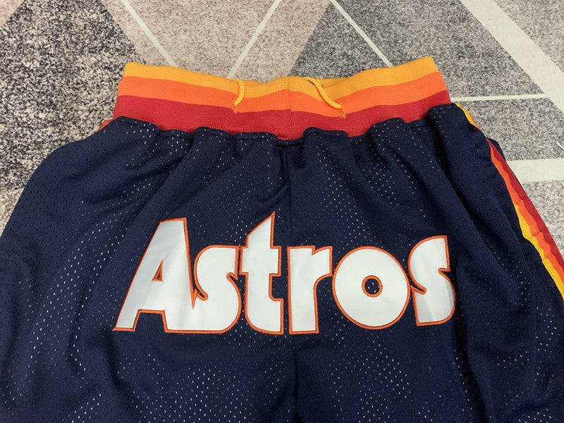 Blue Houston Astros premium basketball shorts, graphic detail