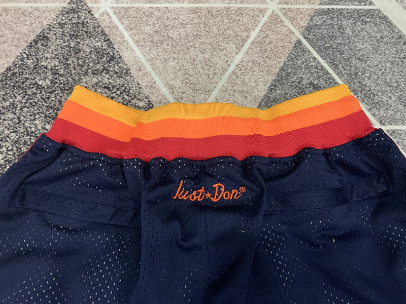 Blue Houston Astros premium basketball shorts, waistband and label detail