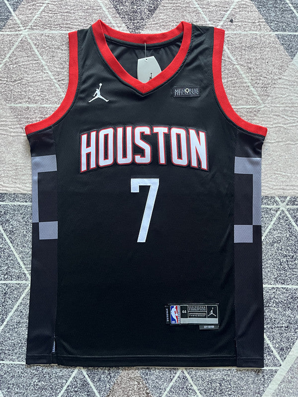 Black Houston Rockets basketball jersey, full front view
