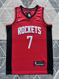 Red Houston Rockets basketball jersey, full front view