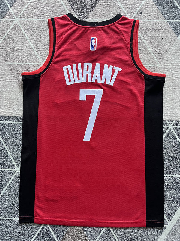 Red Houston Rockets basketball jersey, full back view