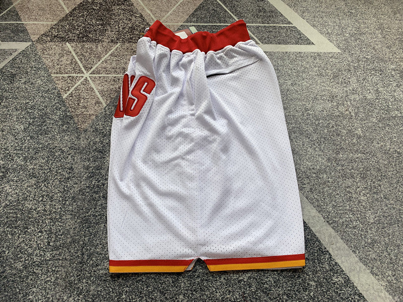 White Houston Rockets premium basketball shorts, side panel detail