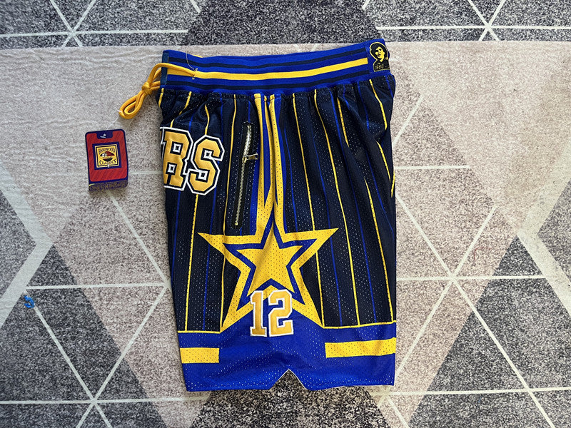 Blue Indiana Pacers premium basketball shorts, side panel detail