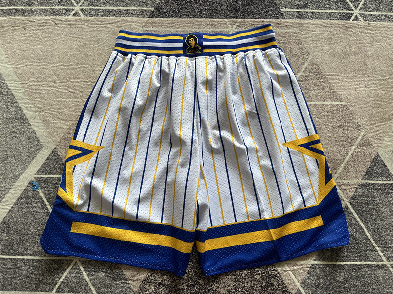 White Indiana Pacers premium basketball shorts, full back view