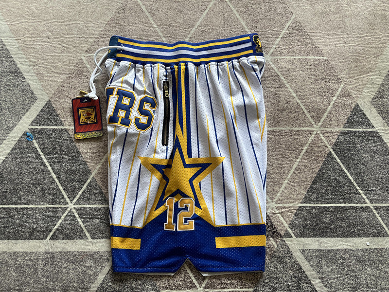 White Indiana Pacers premium basketball shorts, side panel detail
