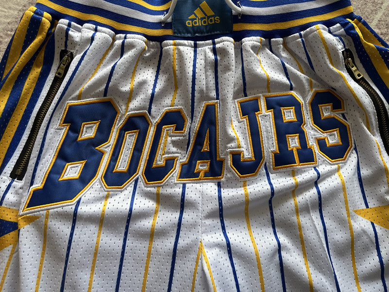 White Indiana Pacers premium basketball shorts, graphic detail