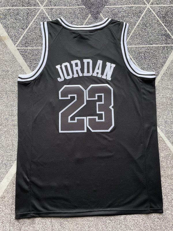 Black Jumpman basketball jersey, full back view