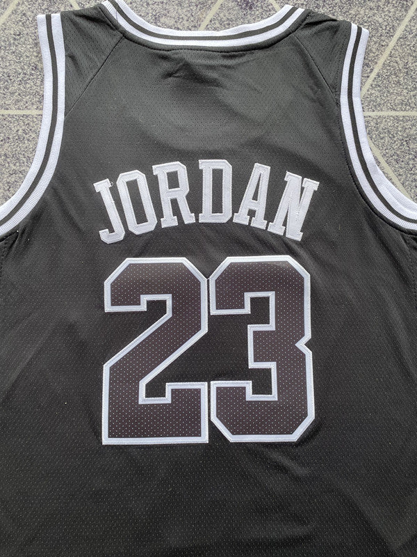 Black Jumpman basketball jersey, back lettering and number detail