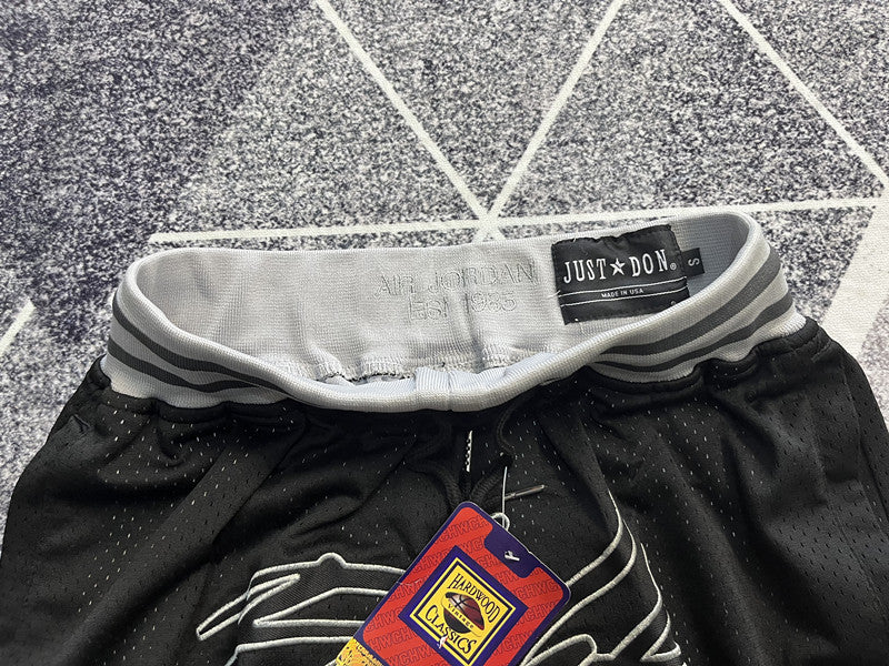 Black Jumpman premium basketball shorts, waistband and label detail