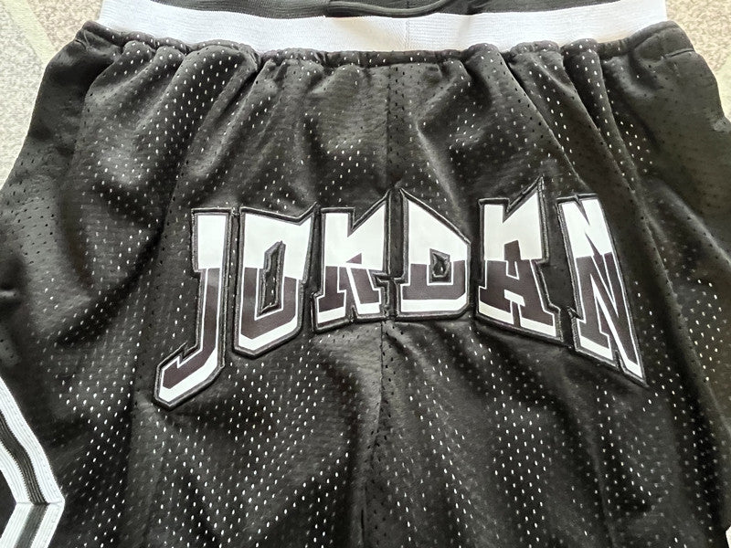 Black Jumpman premium basketball shorts, graphic detail