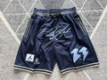 Navy Jumpman premium basketball shorts, full front view