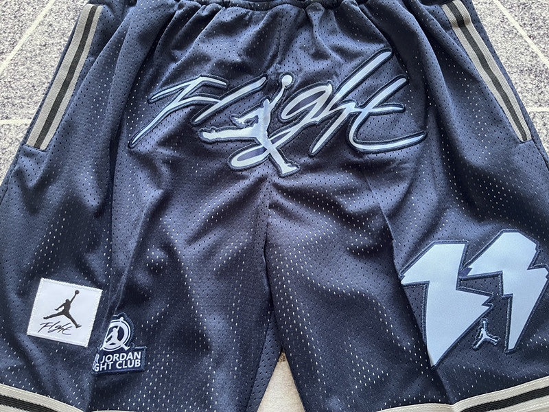Navy Jumpman premium basketball shorts, graphic detail