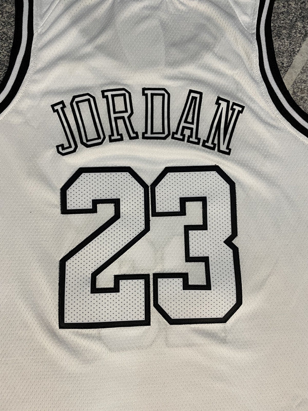 White Jumpman basketball jersey, back lettering and number detail
