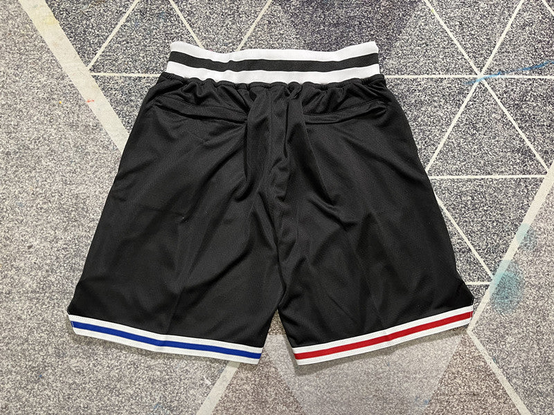 Black LA Clippers premium basketball shorts, full back view