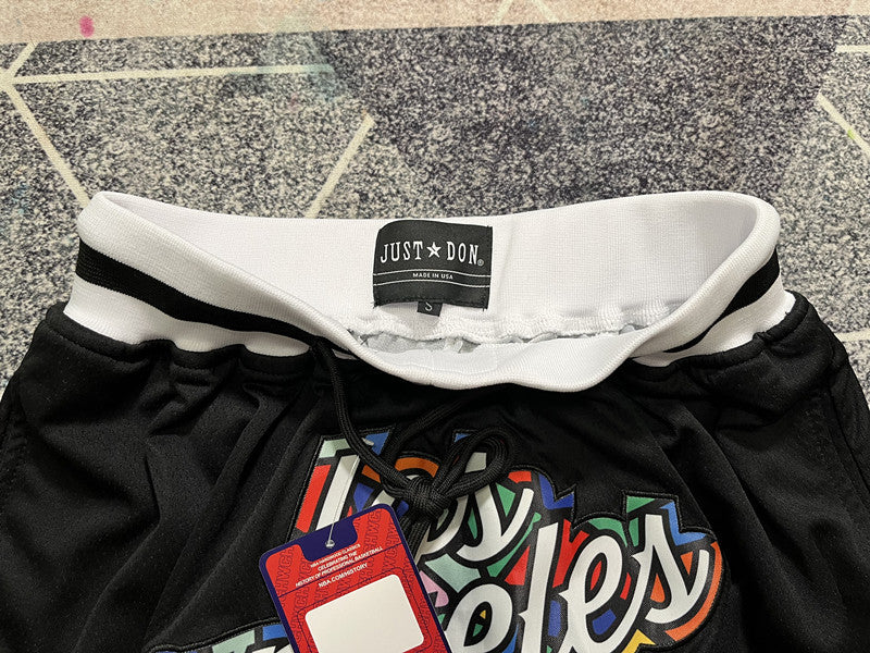 Black LA Clippers premium basketball shorts, waistband and label detail