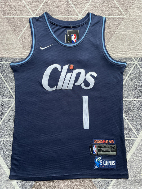 LA Clippers 2024 Navy City Edition Basketball Jersey #1 front view [SPMERGE:P061:front]