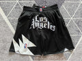 Black LA Clippers premium basketball shorts, full front view