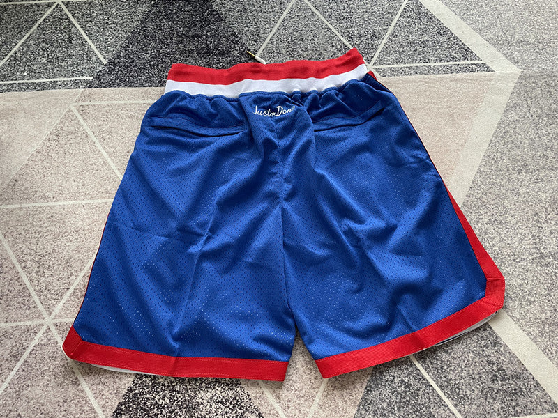 Royal Blue LA Clippers premium basketball shorts, full back view