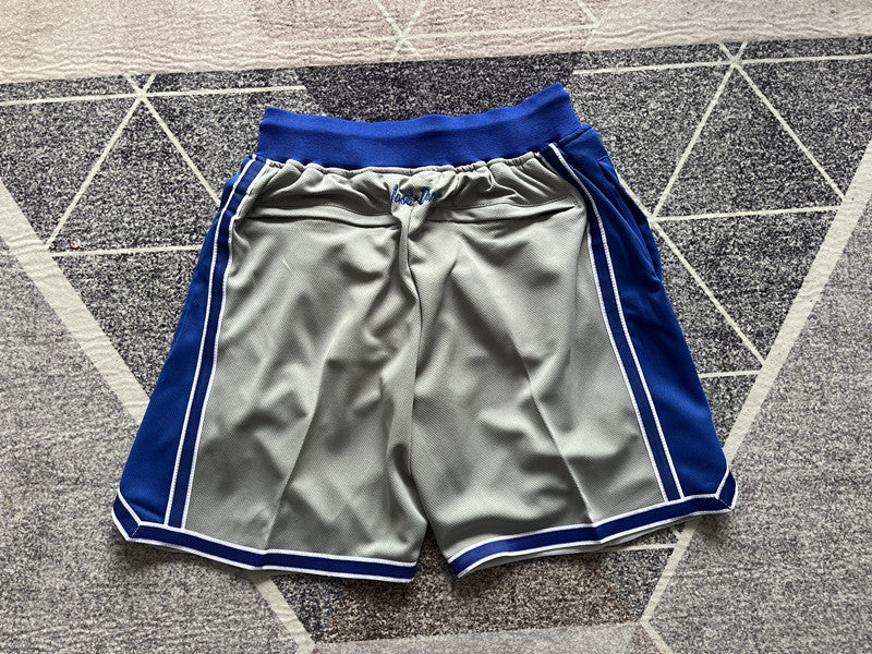 Gray LA Dodgers premium basketball shorts, full back view