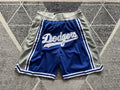 Royal Blue and Gray LA Dodgers premium basketball shorts, full front view