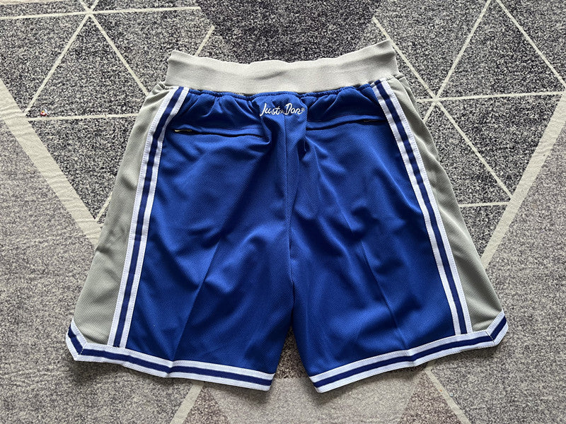 Royal Blue and Gray LA Dodgers premium basketball shorts, full back view