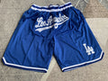 Royal Blue LA Dodgers premium basketball shorts, full front view