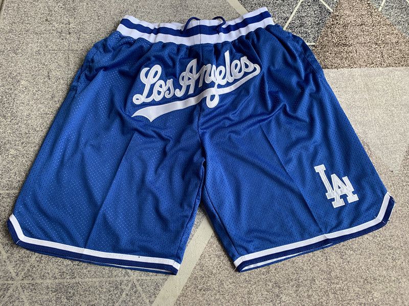 Royal Blue LA Dodgers premium basketball shorts, full front view