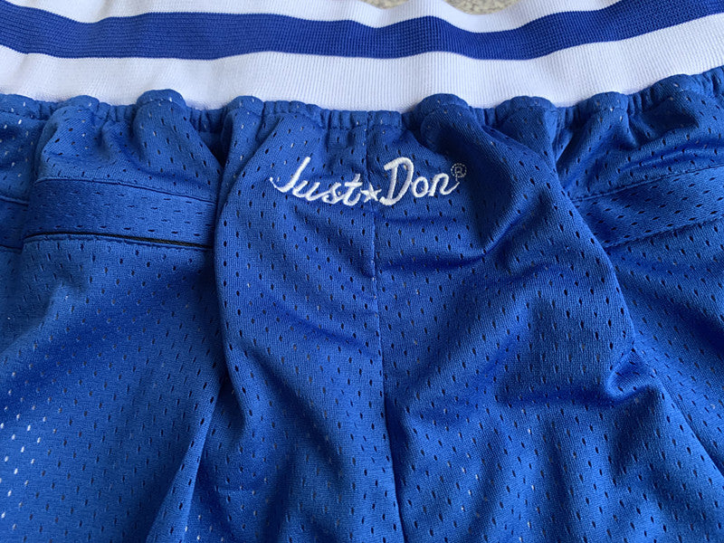 Royal Blue LA Dodgers premium basketball shorts, waistband and label detail